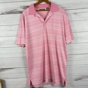 Daniel Cremieux Mens Pink Stripe Polo Signature Collection Golf Large‎